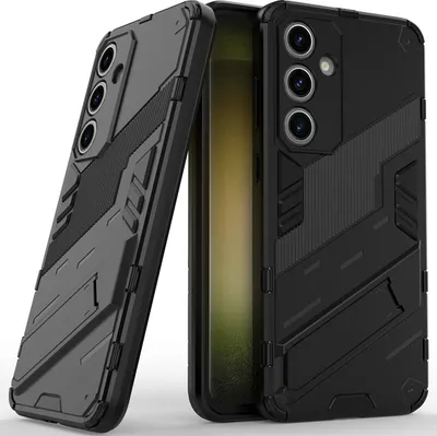 Produktbild von Armor Hülle für Samsung Galaxy S24 FE Hybrid PC TPU Bumper Stoßfestes Schutzhülle mit Standfunktion Schwarz