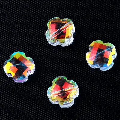 10 Kleeblatt-Glaskristallperlen, 12 mm, zum Basteln