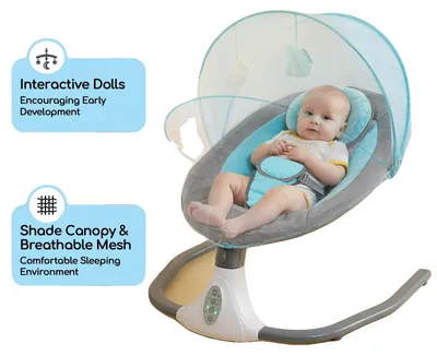 Produktbild von Baby Wippe, Geeignet für 0-12 Monate, Tragfähigkeit bis 20 kg, Elektrisch, Wiegenart, Weiches Stoffmaterial