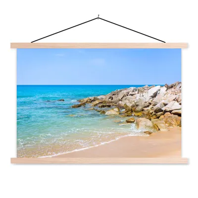 Produktbild von MuchoWow® Textilposter Strand - Meer - Tropisch - Sommer 60x40 cm mit holzfarbenen Rahmen - Bilder