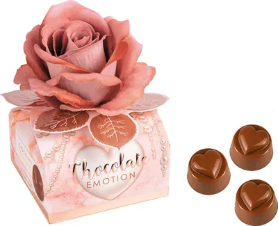 Produktbild von Günthart Pralinen mit Stoffrose Rosé Chocolate Emotion 81g