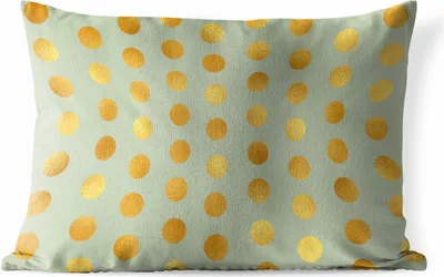 Produktbild von MuchoWow® Outdoor Kissen - Muster - Grün - Gold - Tupfen - 50x30 cm - Wetterfest - Lounge Kissen - Sofa kissen - Wohnzimmer Dekoration