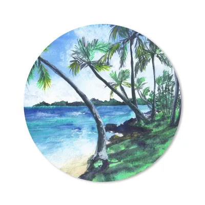Produktbild von MuchoWow® Mauspad Mousepad Palme - Strand - Aquarell 20x20 cm - Mousepads - Maus Mat - Pad - Mausunterlage - Schreibtischmatte