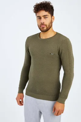 Produktbild von Leif Nelson Rundhals Herren Strickpullover Feinstrick Rundhals LN-1545, Khaki / XXL