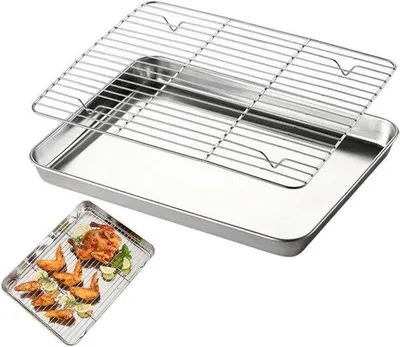 Produktbild von Famanu Backblech Set - Vielseitige Backplatten mit Antihaftbeschichtung - 25 x 19 x 4 cm