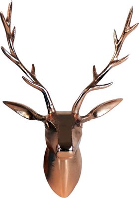 Deko Geweih Hirschkopf 'Kupfer' (Größe: L) - Wandfigur, Matall Wanddeko, Hirschgeweih, Hirschkopf, Geweih und Skulptur Hirsch Dekogeweih Geschenk