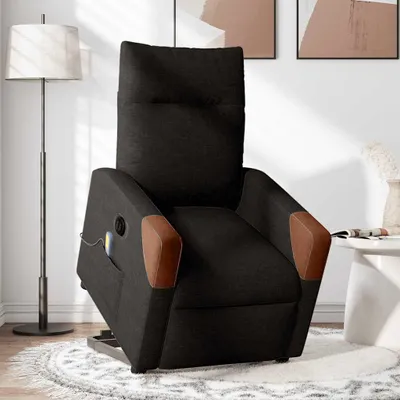 Produktbild von vidaXL Elektrischer Massagesessel mit Aufstehhilfe Schwarz Stoff