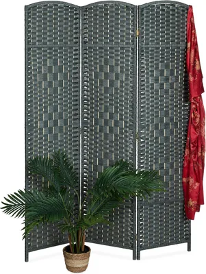 Image de Paravent – Diviseur de pièce – Dimensions : 170 x 120 cm – Intérieur – Cloison – Bois – Papier – Paravent – Gris