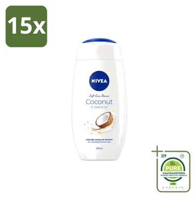 Produktbild von 15 x NIVEA Hautschützende Duschcreme Kokosnuss - 250 ml - Großpackung - 15 Stücke