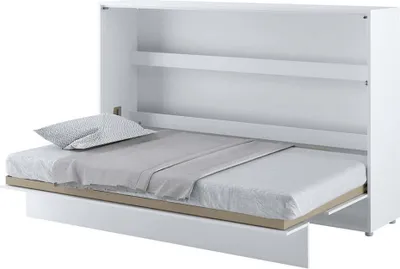 Image de Lit mural Lit escamotable BED CONCEPT BC-05 Horizontal 120x200 BLANC HAUT BRILLANCE Lit mural escamotable, lit escamotable armoire, armoire avec lit escamotable intégré, lit fonctionnel y compris sommier à lattes