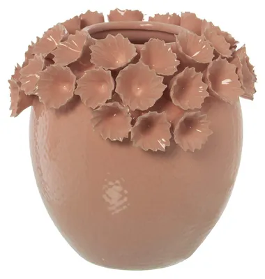 Keramik-Tischvase, rund, rosa, 25,5 x 25,5 x 24,5 cm
