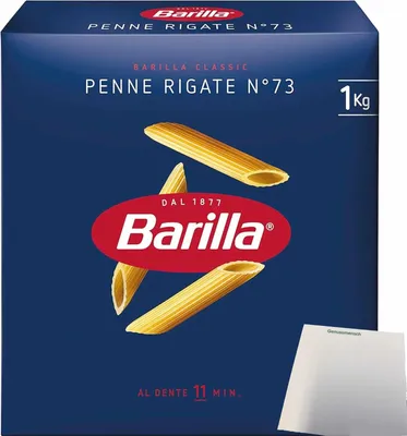 Produktbild von Barilla Penne Rigate N. 73 (1kg Packung) + usy Block