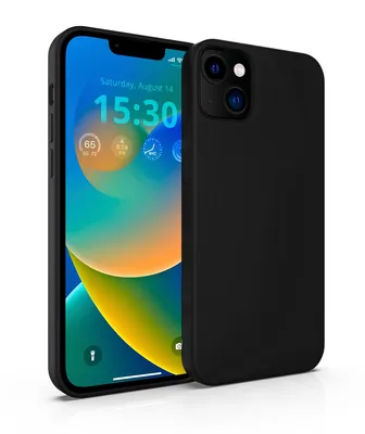 Produktbild von MyGadget Hülle kompatibel mit Apple iPhone 14 Plus - Gummierte Handyhülle - 3 Layer Struktur Schutzhülle mit Soft Inlay & Hardcase Cover außen - Schwarz