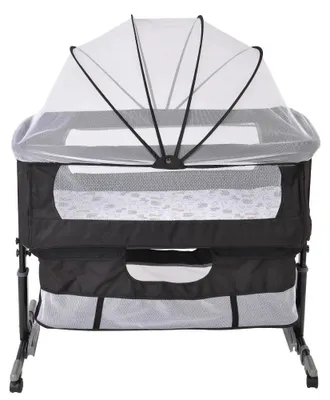 Produktbild von Babybett 3-in-1 - Beistellbett / Beistellwiege - Mit Matratze - Mit Moskitonetz - Höhenverstellbar - 1–2 Jahre - Schwarz