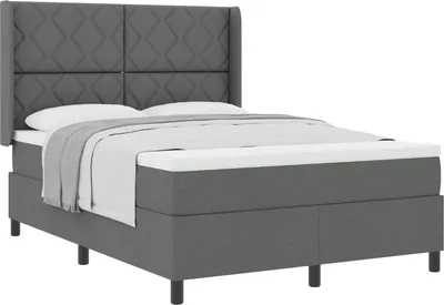 Image de vidaXL Lit boxspring avec matelas Gris foncé 200 x 160 cm Tissu