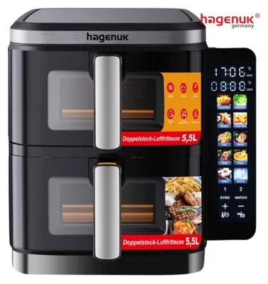Produktbild von Hagenuk Doppel-Heißluftfritteuse 2×5,5L DAF2800.12