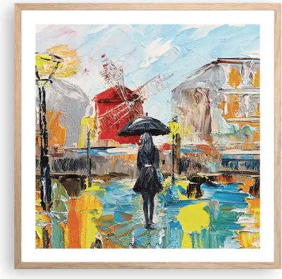 Produktbild von Gerahmtes Poster - Rahmen in heller Eiche - Frau Bild Öl - 60x60 cm - Wand Bild - Wanddeko - Wandbilder - Kunstposter - Wandposter - Bilderrahmen - Bilder - Kunstdruck - P2NAC60x60-4974