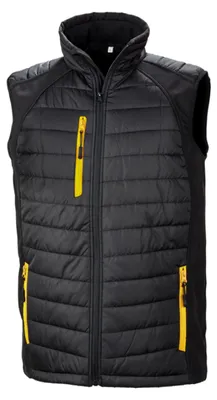 Produktbild von Result Genuine Recycled - "Compass" Weste Wattiert für Herren FK2533 (S) (Schwarz/Gelb)
