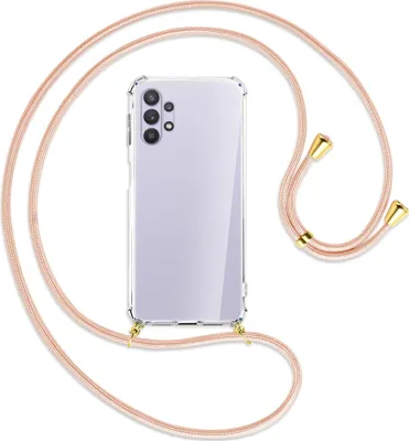 Produktbild von Handykette Backcover-Schutzhülle mit Band (Metall goldfarben) für Samsung Galaxy A32 5G - rose peach