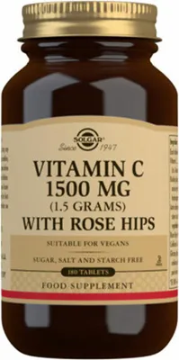 Produktbild von Hagebutten + Vitamin C mit Hagebutten Solgar 180 Einheiten