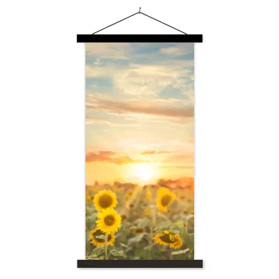 Produktbild von MuchoWow® Textilposter Sonnenblume - Sonne - Blumen 90x180 cm mit schwarzem Rahmen - Dekoration Wohnzimmer