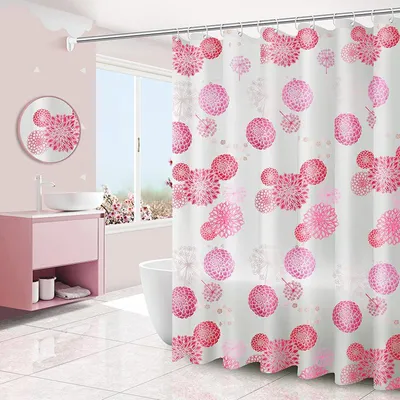 Image de Rideau de douche - 180 x 200 cm - Motifs floraux roses