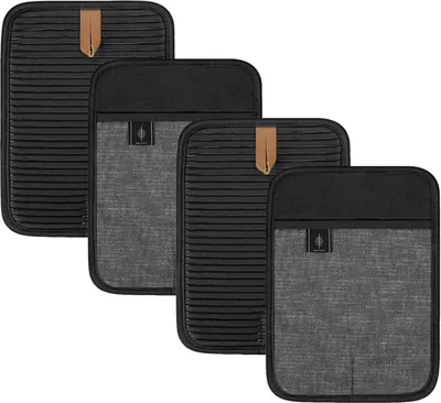 Produktbild von Topflappen Baumwolle Hitzebeständige Groß 4er Set Anti-rutsch - Schwarz 2er Pack