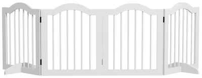 Image de Barrière pour chien - Barrière de sécurité pliante - 4 panneaux - Pour escaliers, couloirs et portes - En MDF - Blanche