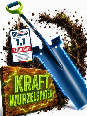 Produktbild von Profi Wurzelspaten | Spaten mit Wurzelsäge für harte Böden | konkave Spitze