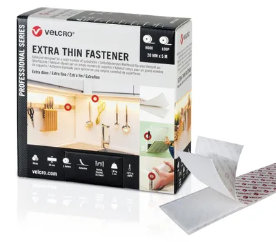 Produktbild von VELCRO® Extra Thin Fastener 5m Hakenband 5m Flauschband, Haken & Flausch 20mm weiß