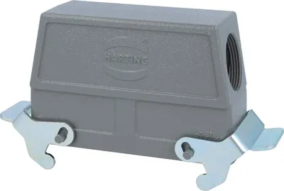 Produktbild von HARTING Han 24B Tüllengehäuse hoch, 1xM32 seitlicher Kabelabgang, mit 2 Querbügeln Verschraubung M32 Klemmbereich
