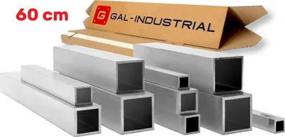 Immagine prodotto di GAL-INDUSTRIAL | Tubo quadrato in alluminio - 25x25x2 mm - 60 cm - Taglio su misura