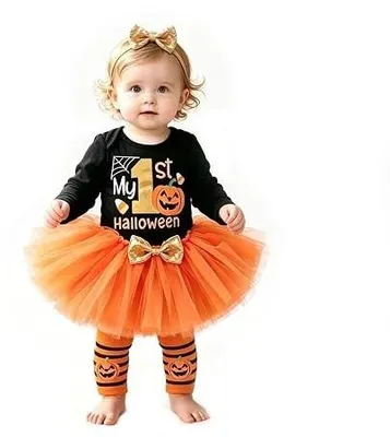 Zdjęcie produktu dla Strój halloween dynia dla dziewczynki noworodka tutu romper