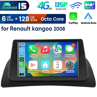 Produktbild von 9” CarPlay Android 15 Autoradio Für Renault Kangoo II 2008-2021 / Nissan NV250 2019-2021 GPS Navi WIFI 4G BT DAB+ SWC USB DSP 6+128G 8-Kern