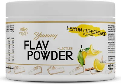 Produktbild von Yummy Flav Powder - 250g : Lemon Cheesecake I Geschmackspulver I wenig Kalorien I herausragender Geschmack I Inulin I Ballaststoff I mit Laktase I zum Einsatz und Süßen von Speisen I Shakes I Kaffee I zum Kochen I Backen I vegan I low sugar