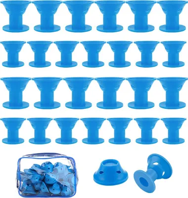 Produktbild von 40 Stück Silikon Lockenwickler Hitzefreie - 2 Größen Hair Rollers Silikon Lockenwickler Hitzefrei, Groß Magie Ohne HitzeBlau