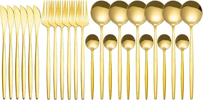 Produktbild von Besteckset 24-teilig, Edelstahl, gold, spülmaschinenfest, langlebig