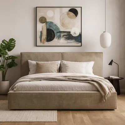 Produktbild von BEAUTYSOFA | Polsterbett GIANA 160x200 cm Cappuccino - Doppelbett mit Bettkasten, gepolstertem Kopfteil und Lattenrost
