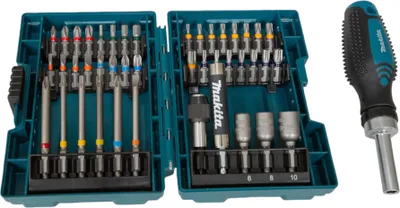 Zdjęcie produktu dla Makita zestaw bitów z grzechotką 44-częściowy w walizce ( E-25096 ) PH / PZ / SL / TX / TXH / Hex / wkrętak z grzechotką / itp.