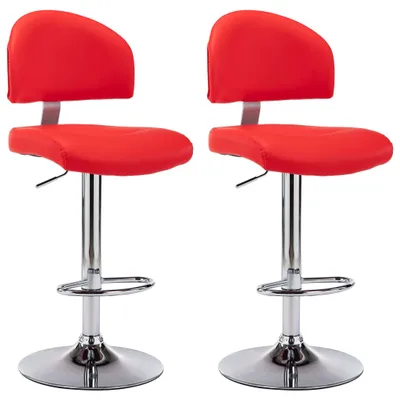 Image de vidaXL Tabouret de bar 2 pcs. Simili cuir rouge
