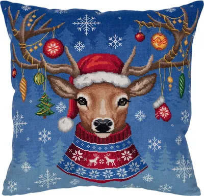 Produktbild von Kreuzstich-Kissen-Set „Weihnachtsrentier“, 40 x 40 cm
