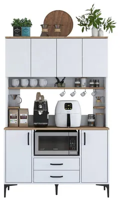 Image de Armoire multifonction en Bois MDF blanc et noyer - L 120 × P 40 × H 184,2 cm