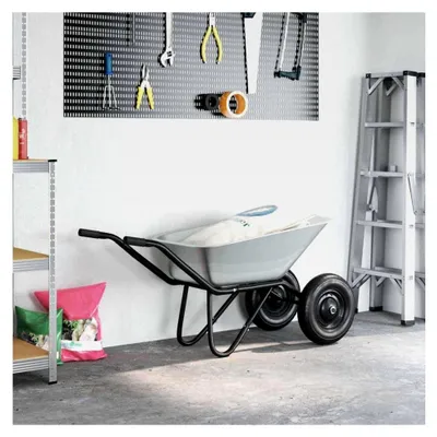 Produktbild von Schubkarre, Silber und Schwarz, 137 x 60 x 65,5 cm, Stahl, Gartenwagen