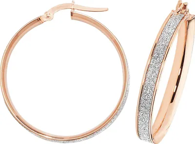 Image de Boucles d'Oreilles Créoles Femme Or Rose 375/1000 - 25mm; TRS16038MM25