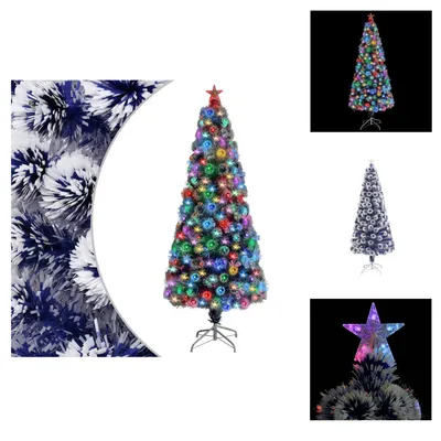Produktbild von vidaXL Künstlicher Weihnachtsbaum mit Beleuchtung 180 cm Glasfaser -  Weihnachtsbäume
