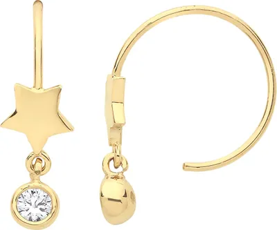 Produktbild von Schöne 9 Karat (375) Gold Damen - Paar Ohrringe mit Zirkonia - 17mm*5mm; TRS26880