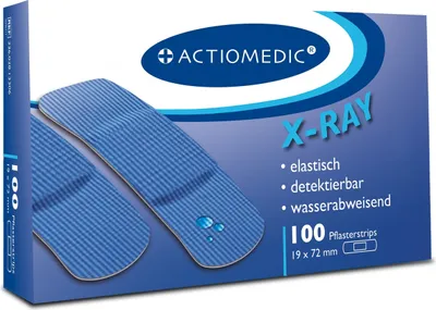 Produktbild von ACTIOMEDIC® X-RAY + AQUATIC Pflasterstrips, 19 x 72 mm, Pack à 100 Stück