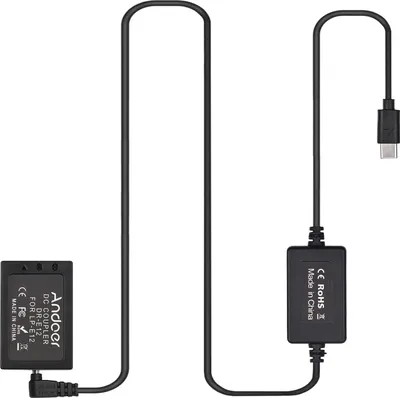 Produktbild von Andoer PD USB Type-C Kabel zu DR-E12 Dummy-Akku DC-Koppler LP-E12 Ersatz fuer Canon EOS M2 M10 M50 M100 M200 Kameras