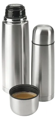 Thermosflasche 1000 ml, doppelwandig, Edelstahl, Silber