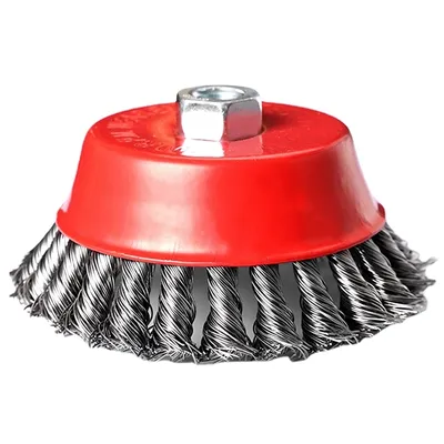 Produktbild von Topfbürste 125mm Stahldraht Drahtbürste Kegelbürste für Metall Rostentfernungsbürste Bürsten Entrosten Gezopfter Rostfreier Winkelschleifer Rot Retoo